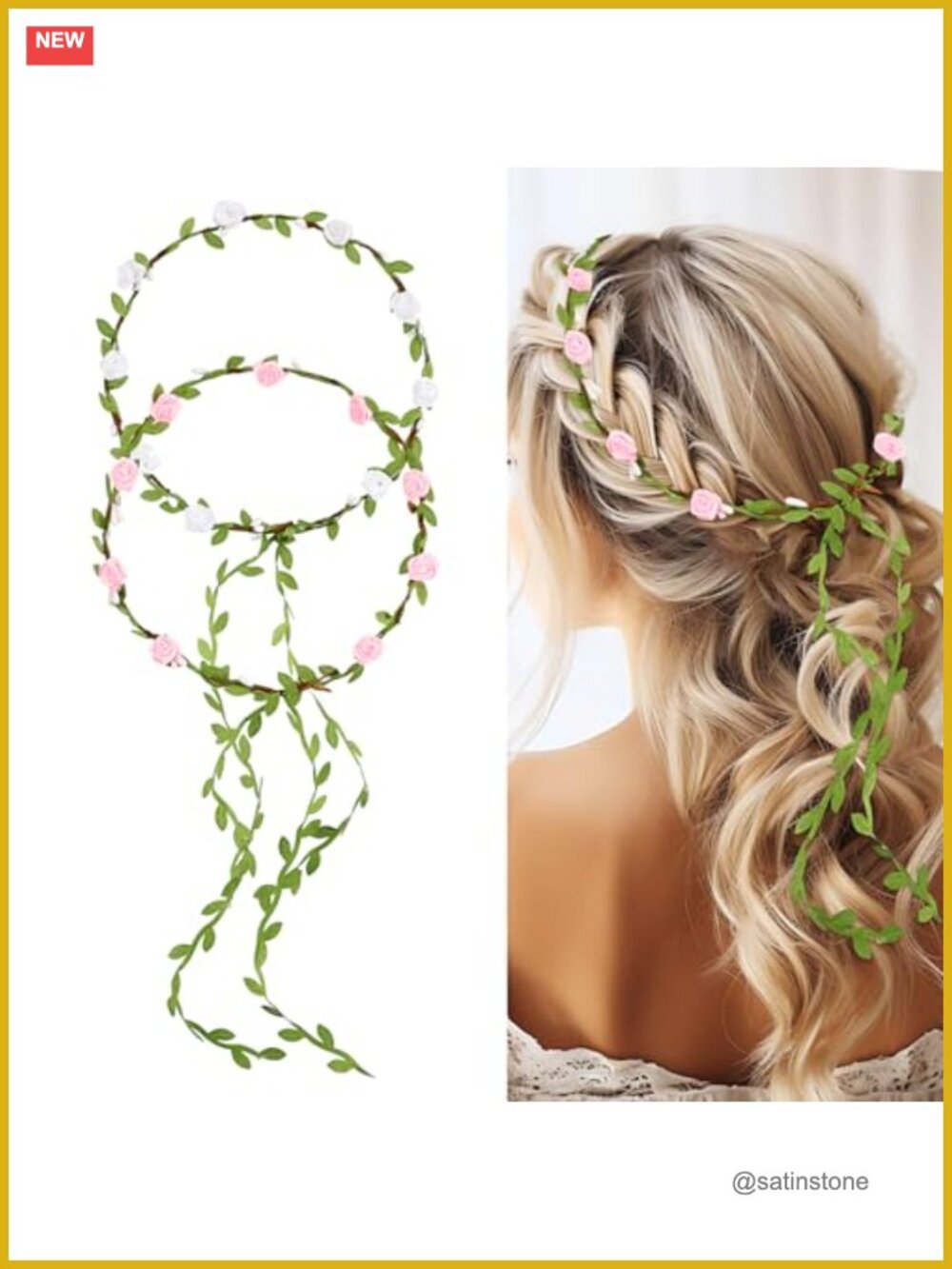 Handmade Floral Headband Set Rose Leaf Bridal Crown Wedding Hair Accessories